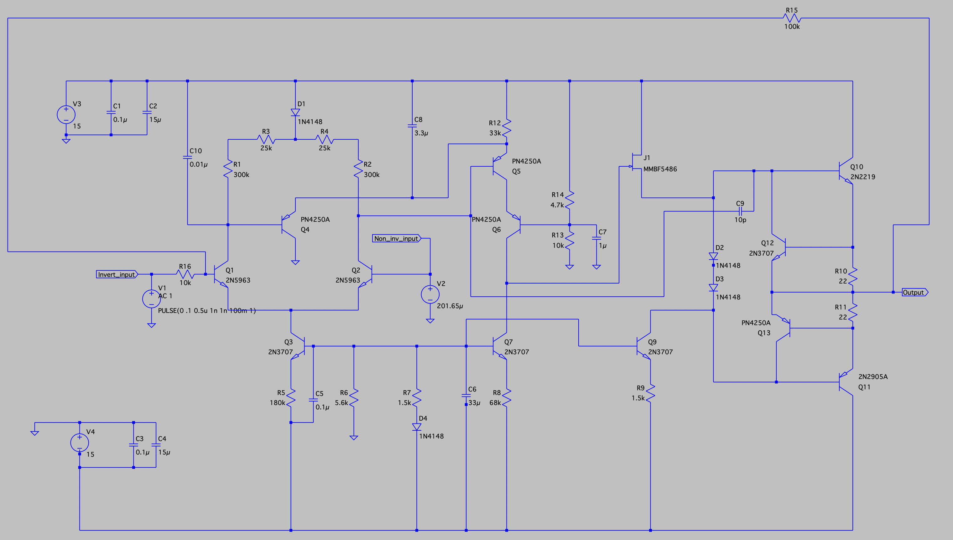 LTspice circuit analysis schematic